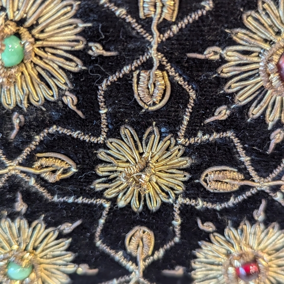 Vintage 70s Velvet Embroidered Handbag Gypsy Hippie Flap Shoulder Bag Clutch - Picture 15 of 15